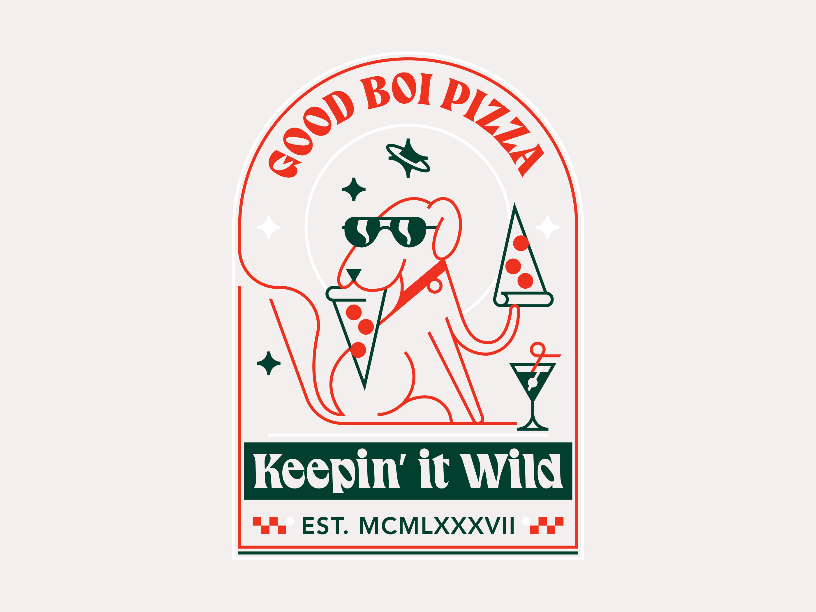 Pizza illustration with a dog